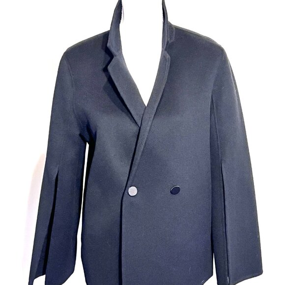Alani the Grey Black Short Wool Cashmere feel Split Sleeves Coat NWOT Size Med - Picture 1 of 16